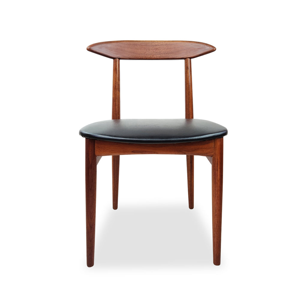 Danish Teak Dining Chairs with black upholstery