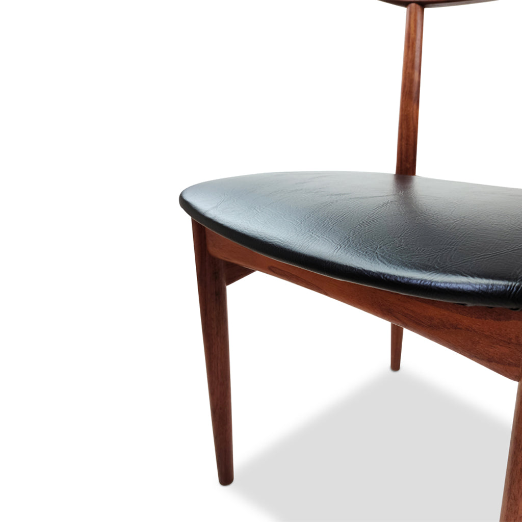 Danish Teak Dining Chairs with black upholstery