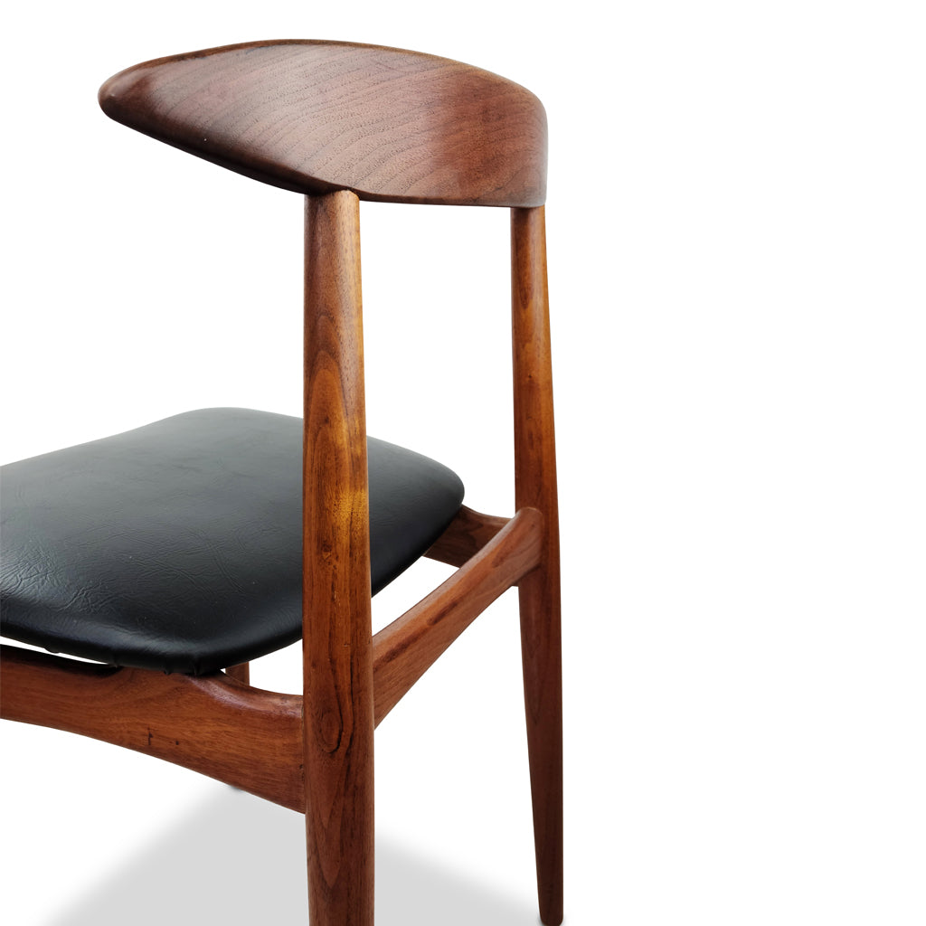 Danish Teak Dining Chairs with black upholstery