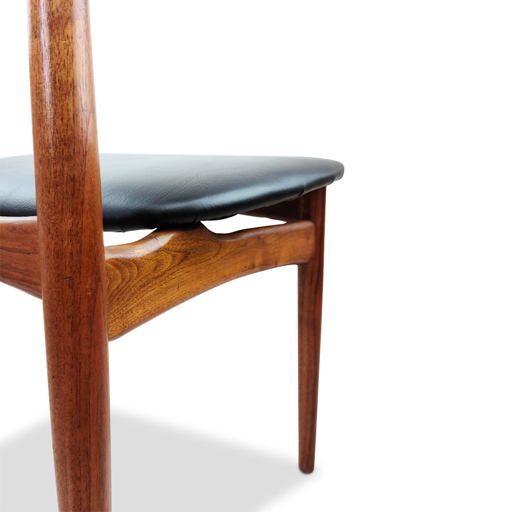 Danish Teak Dining Chairs with black upholstery
