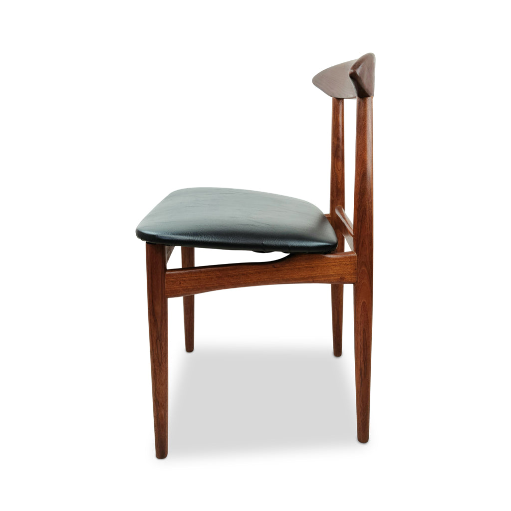 Danish Teak Dining Chairs with black upholstery
