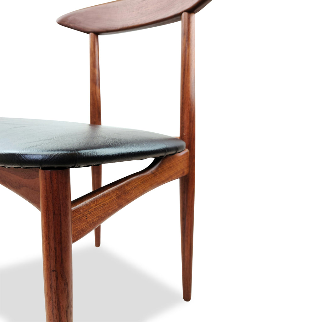 Danish Teak Dining Chairs with black upholstery