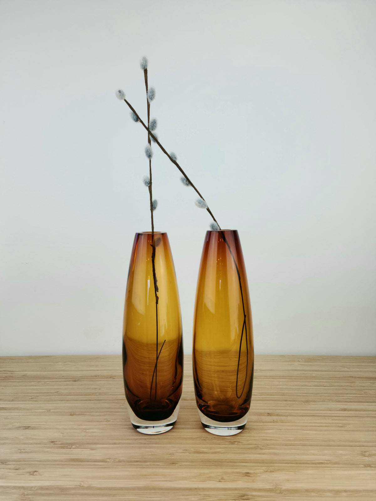 Pair of Vintage Amber Vases