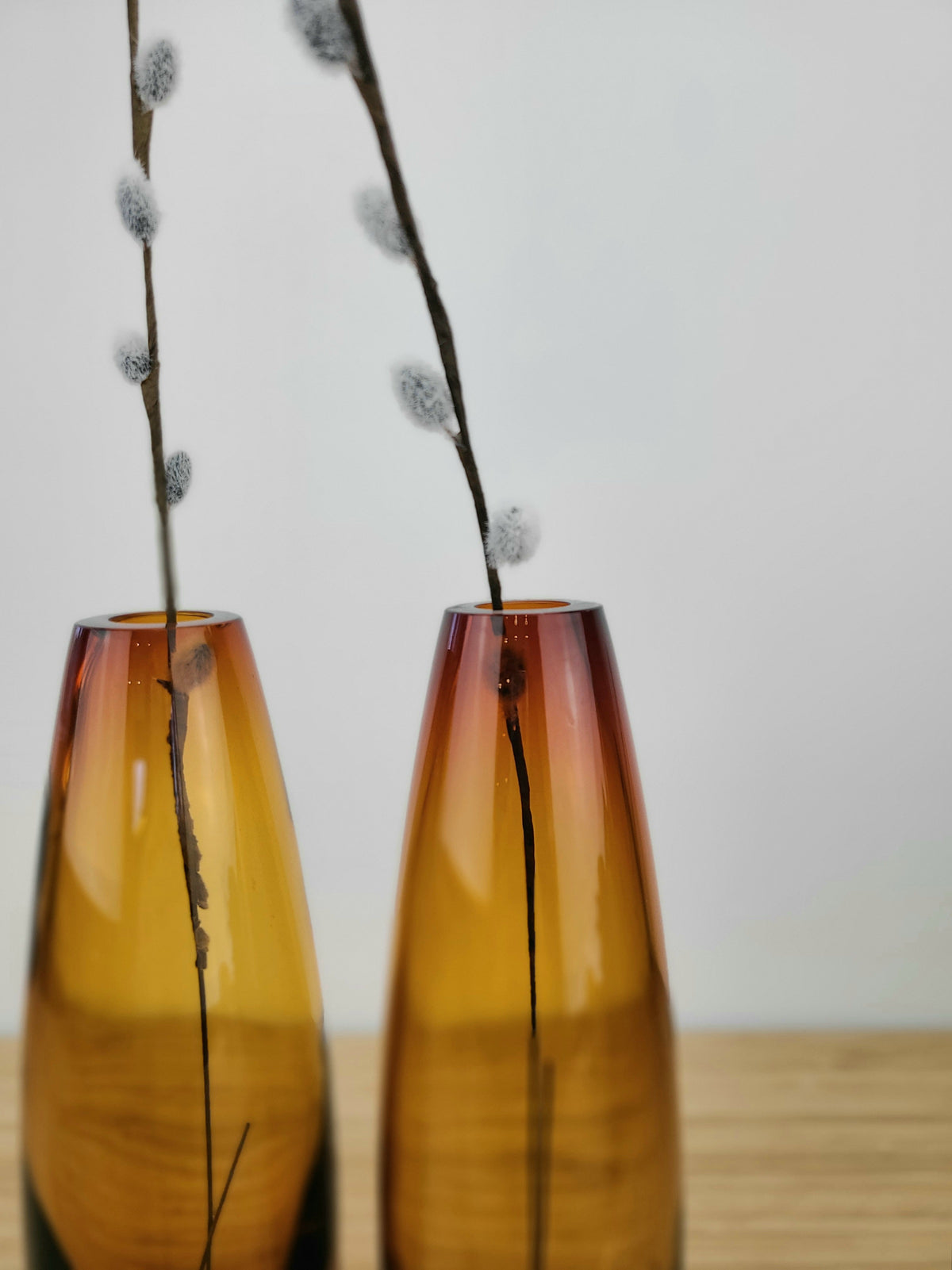 Pair of Vintage Amber Vases