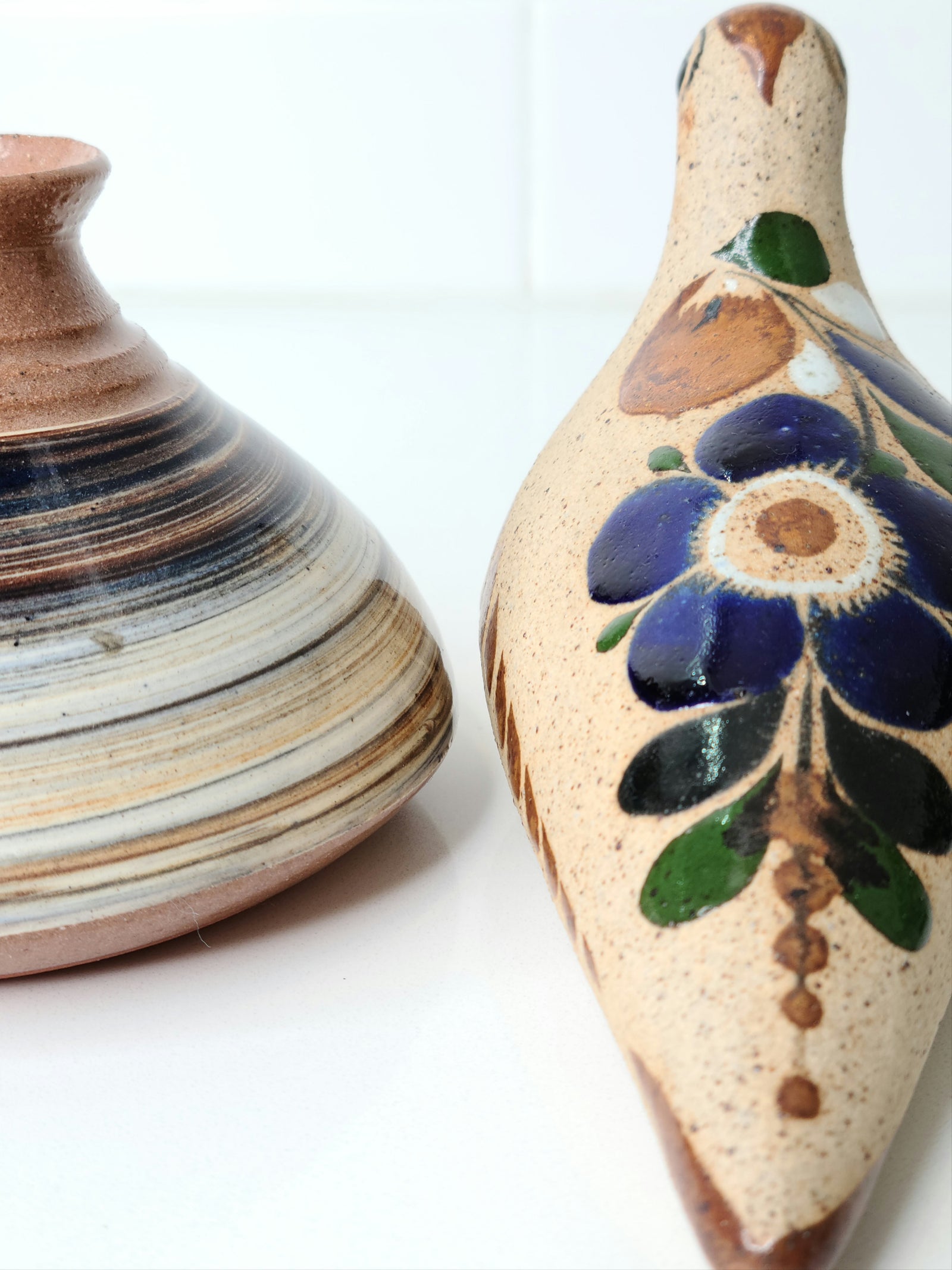 Mexican Tonala Bird and Earthenware Vase Combo