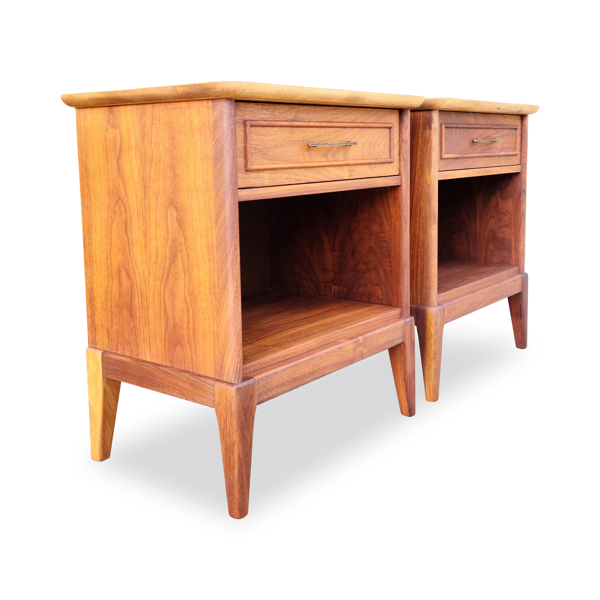 Pair of Walnut Nightstands by Gibbard