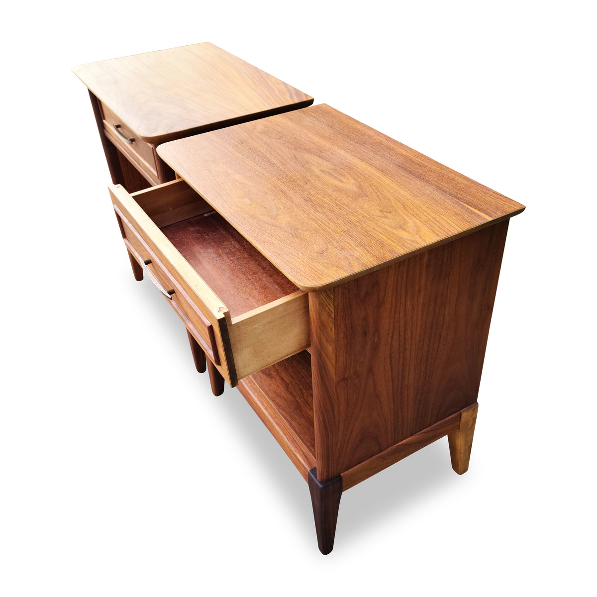 Pair of Walnut Nightstands by Gibbard