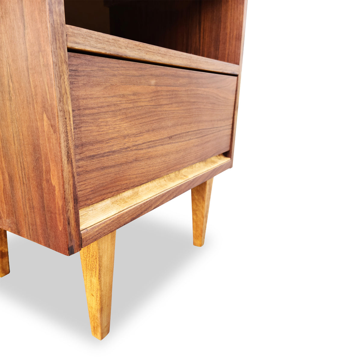 Walnut Nighstand with Drawer and Cubby
