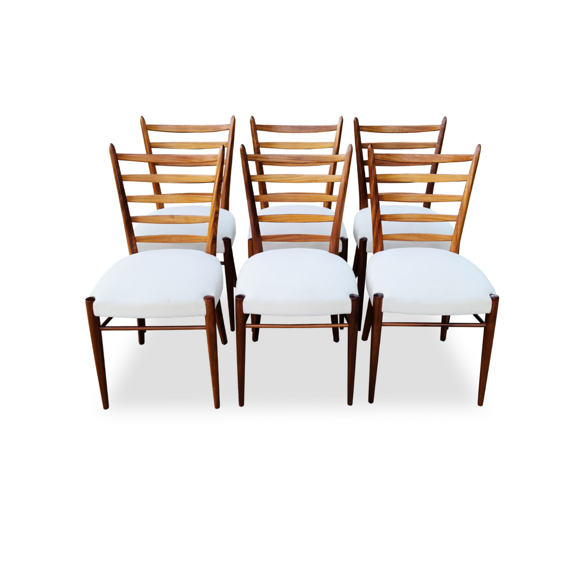 Mid Century Teak Ladder Back Dining Chairs