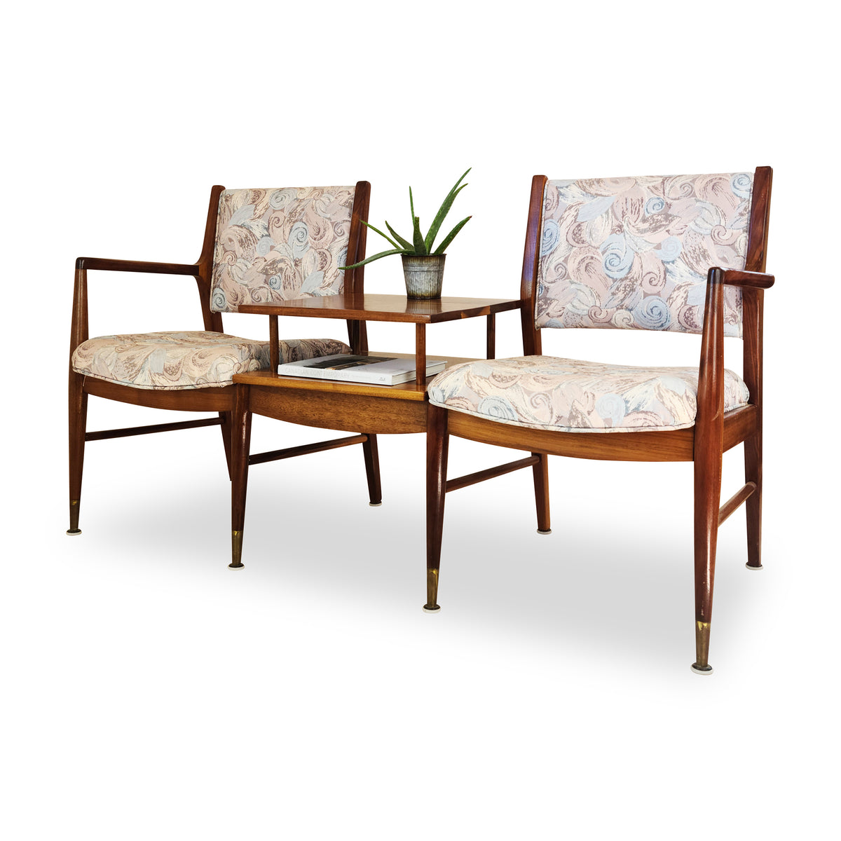 Walnut Tandem Chair/Table Combo