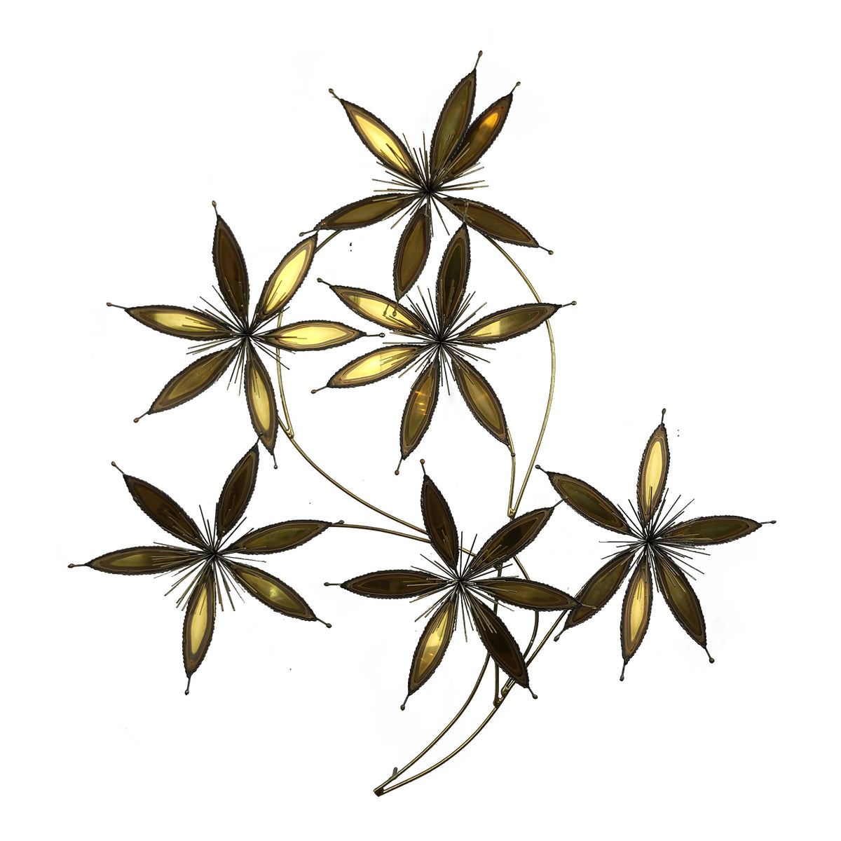Vintage Brass and Copper Flower Wall Sculpture