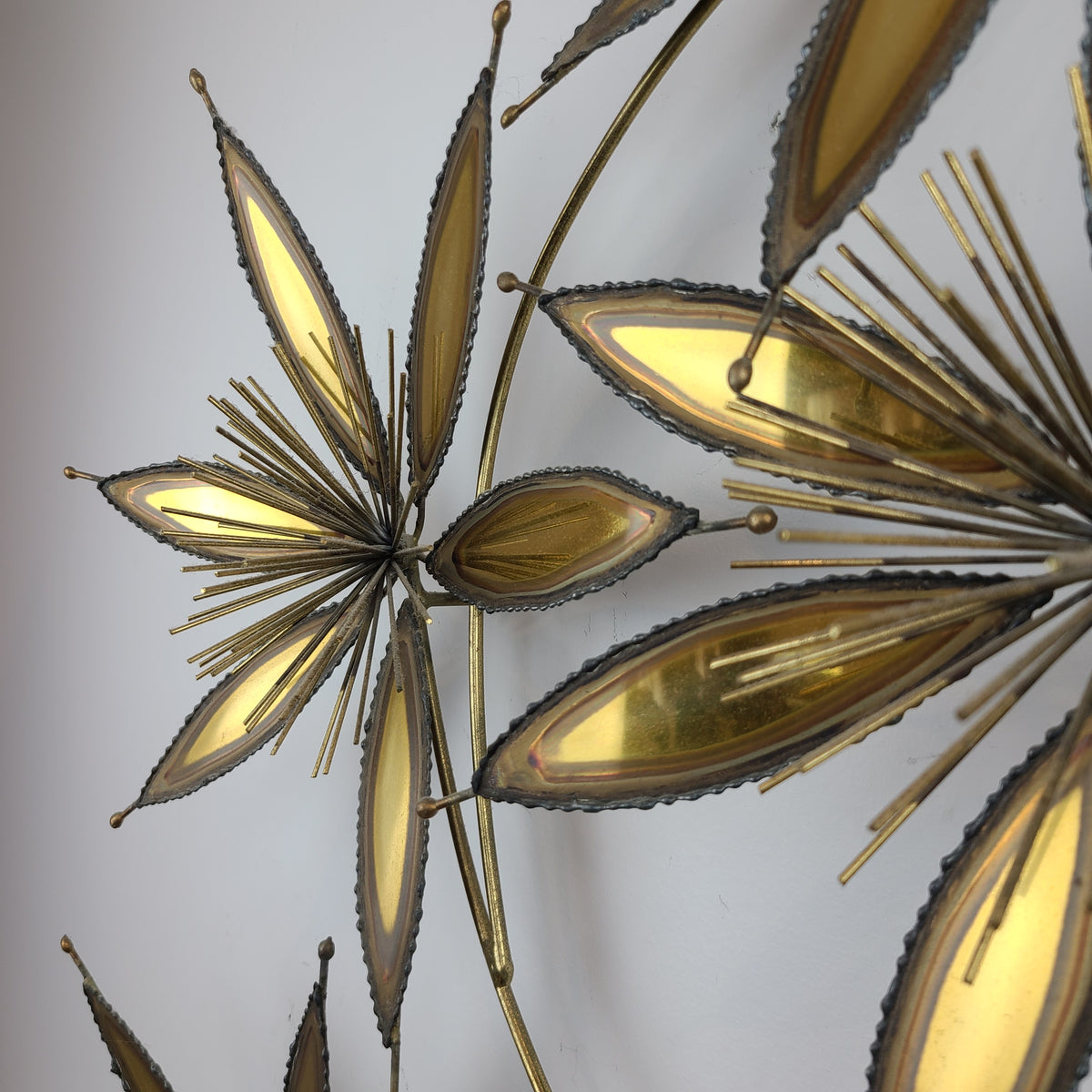 Vintage Brass and Copper Flower Wall Sculpture