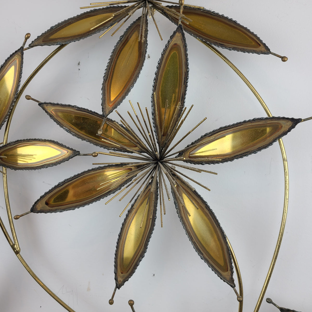 Vintage Brass and Copper Flower Wall Sculpture