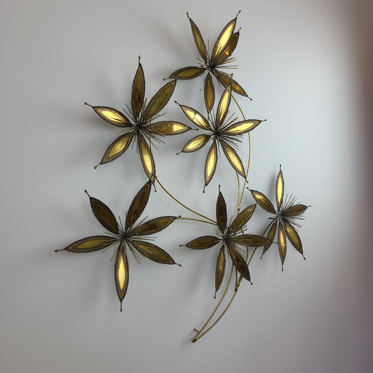 Vintage Brass and Copper Flower Wall Sculpture