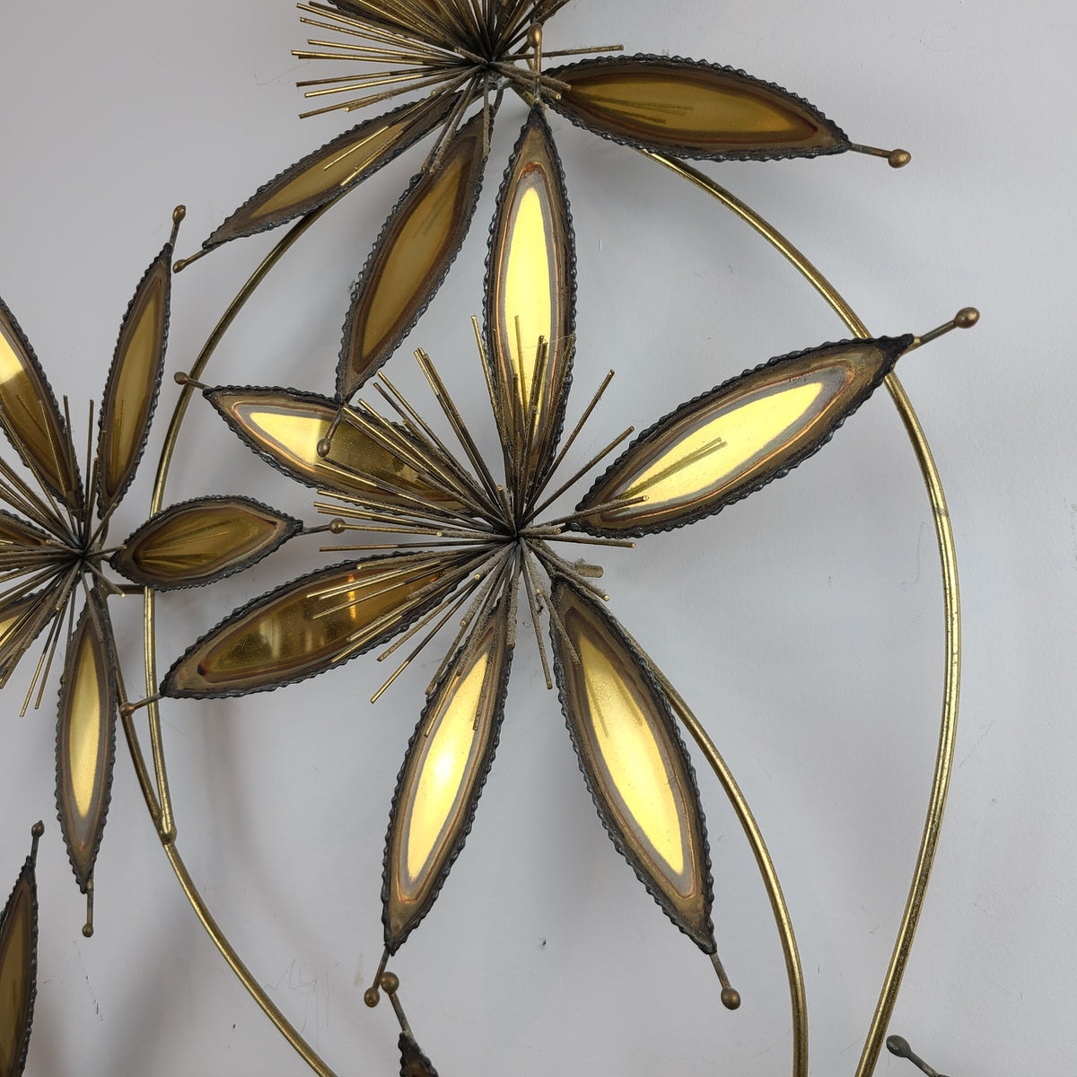 Vintage Brass and Copper Flower Wall Sculpture