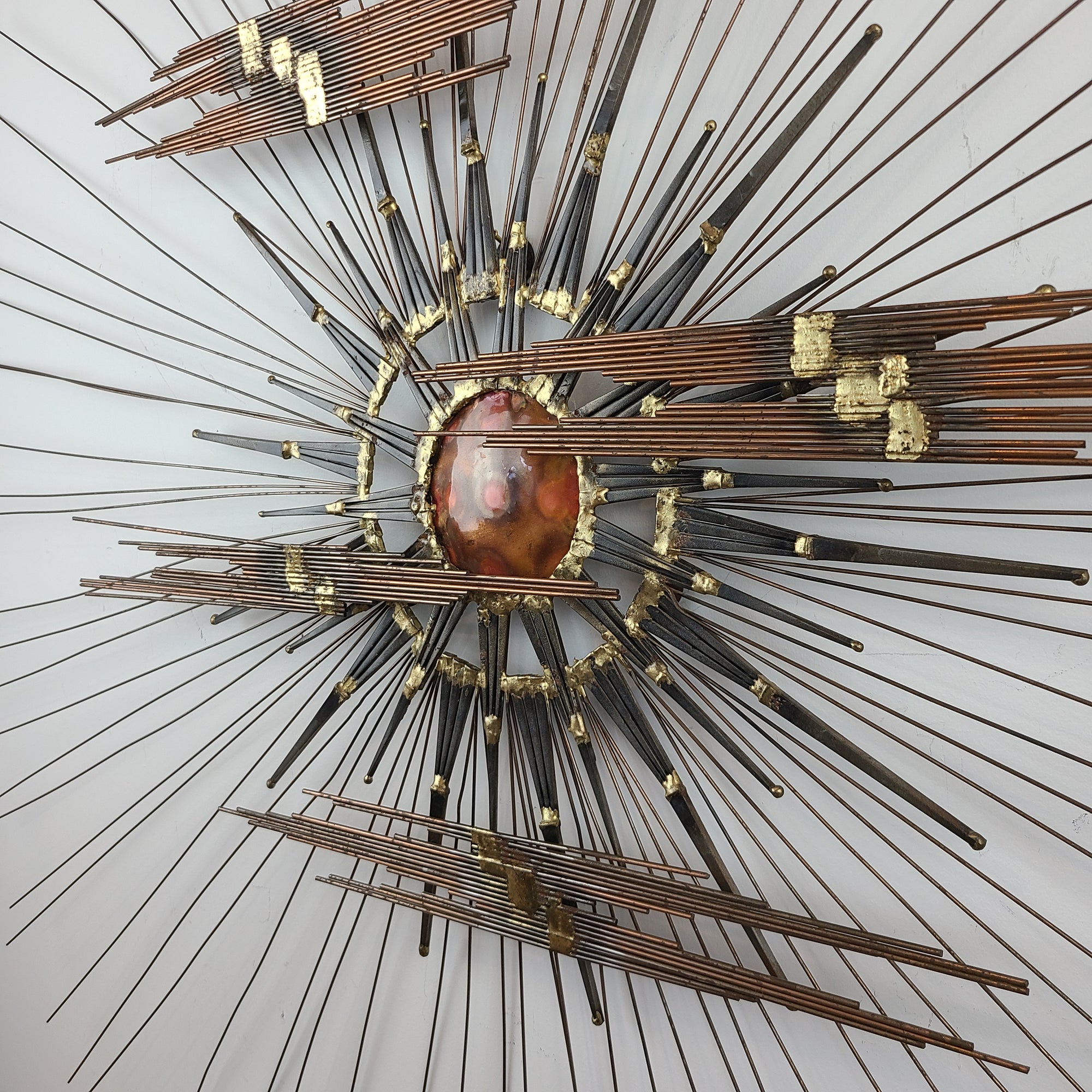 Brutalist Sunburst Wall Sculpture Curtis Jere
