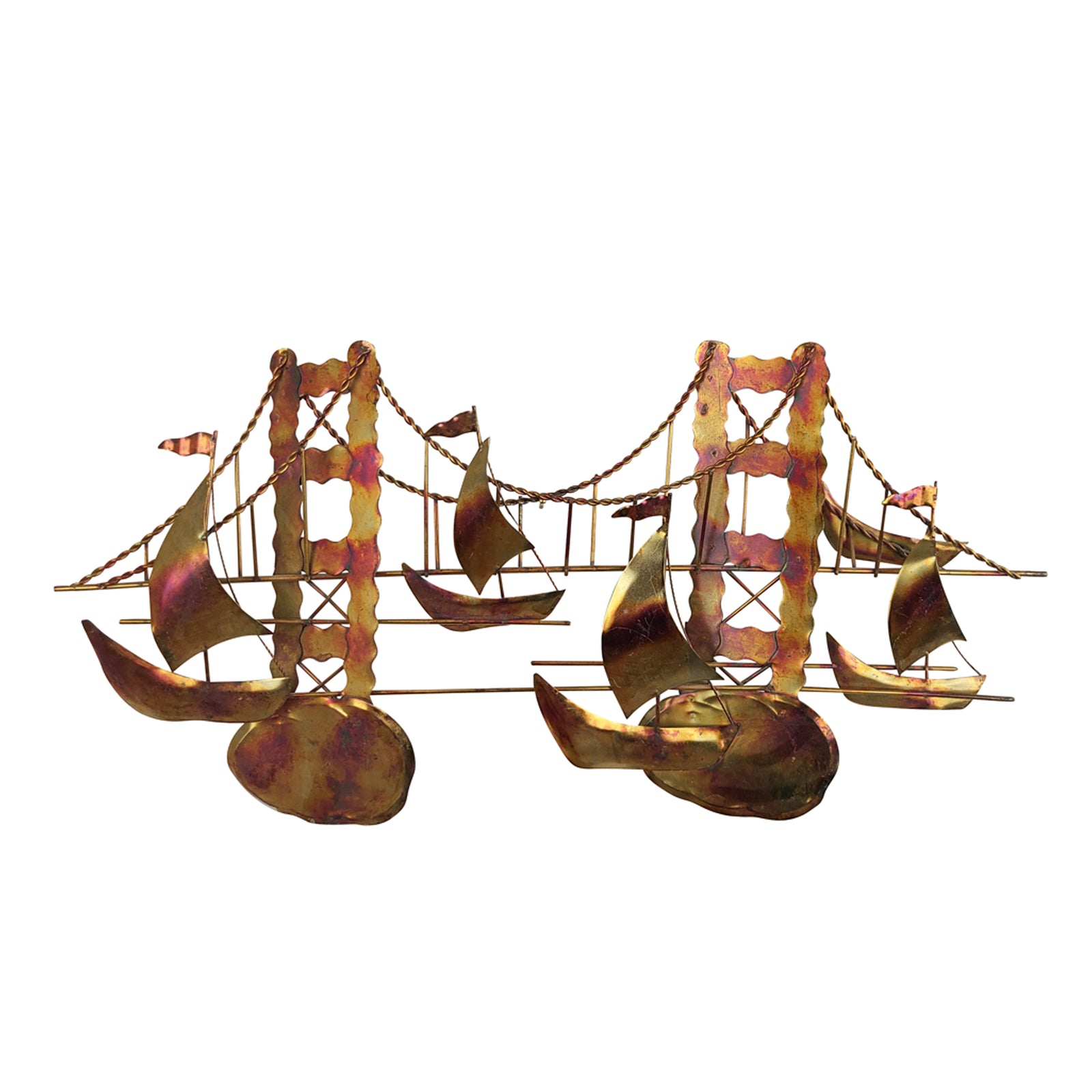 Vintage Bridge and Boats Wall Sculpture Curtis Jere