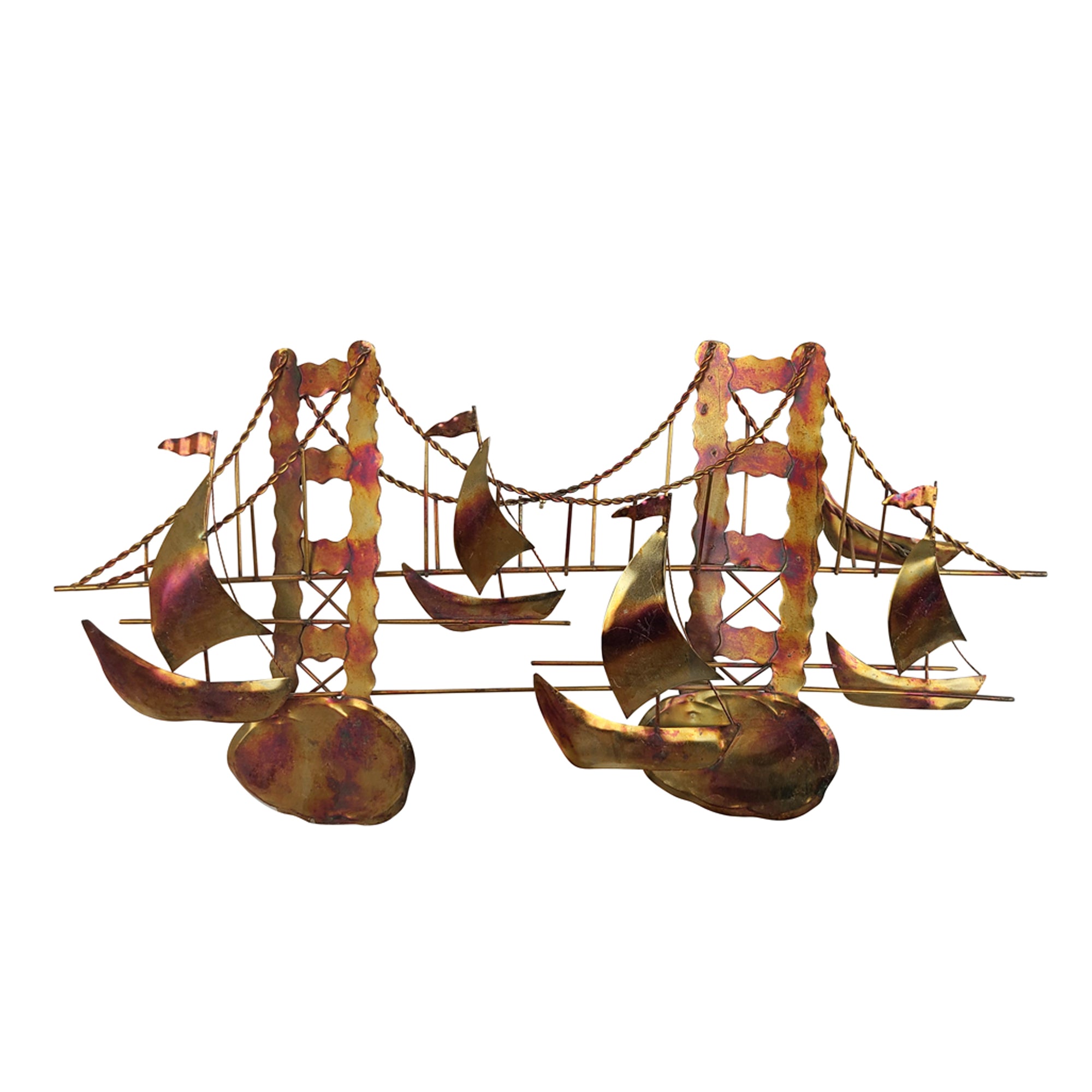Vintage Bridge and Boats Wall Sculpture Curtis Jere