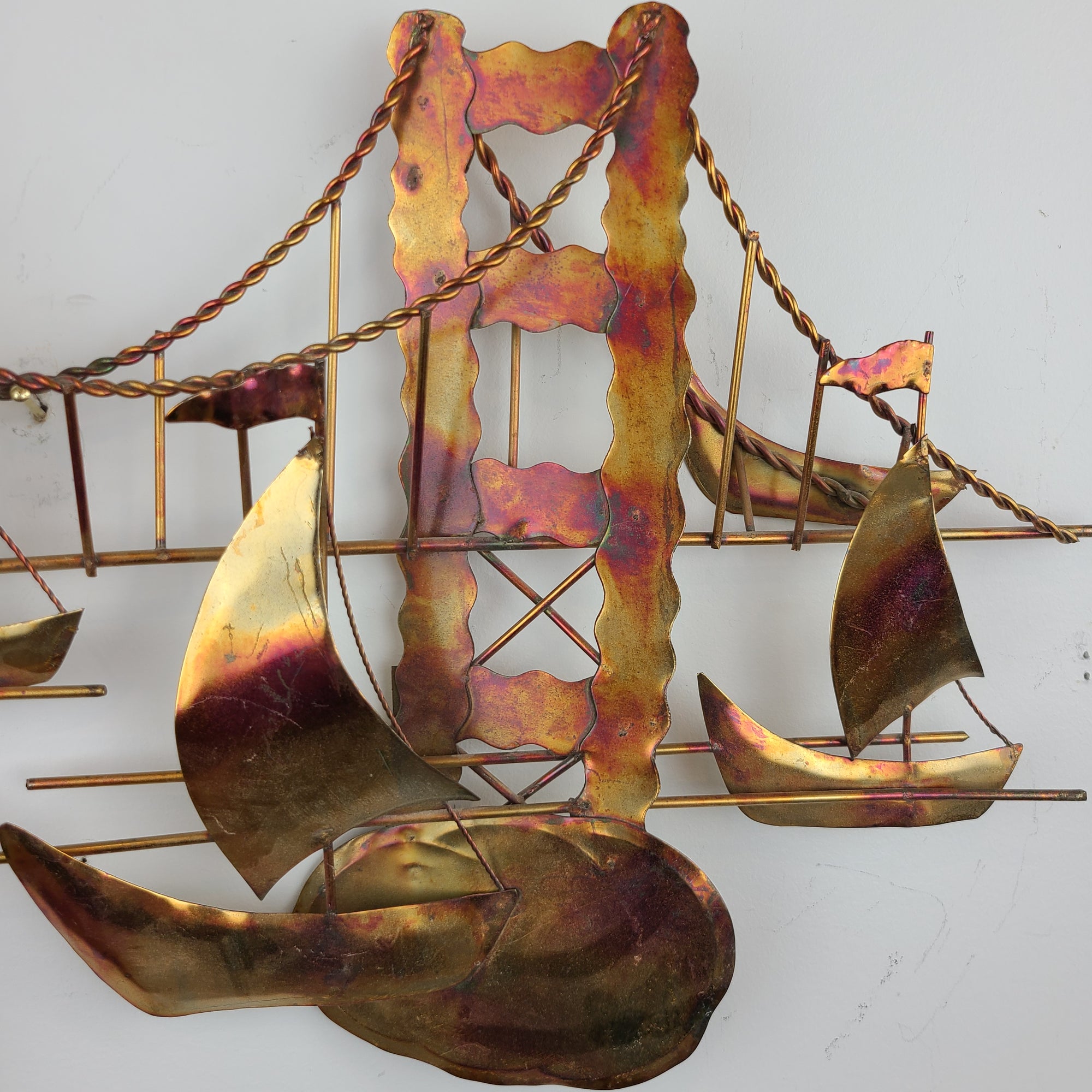 Vintage Bridge and Boats Wall Sculpture Curtis Jere