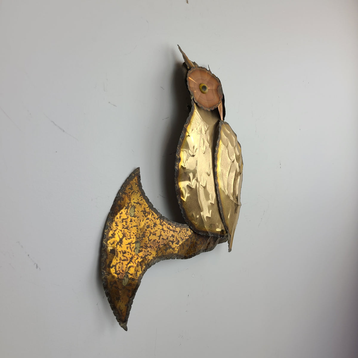Vintage Perched Owl Brass Sculpture