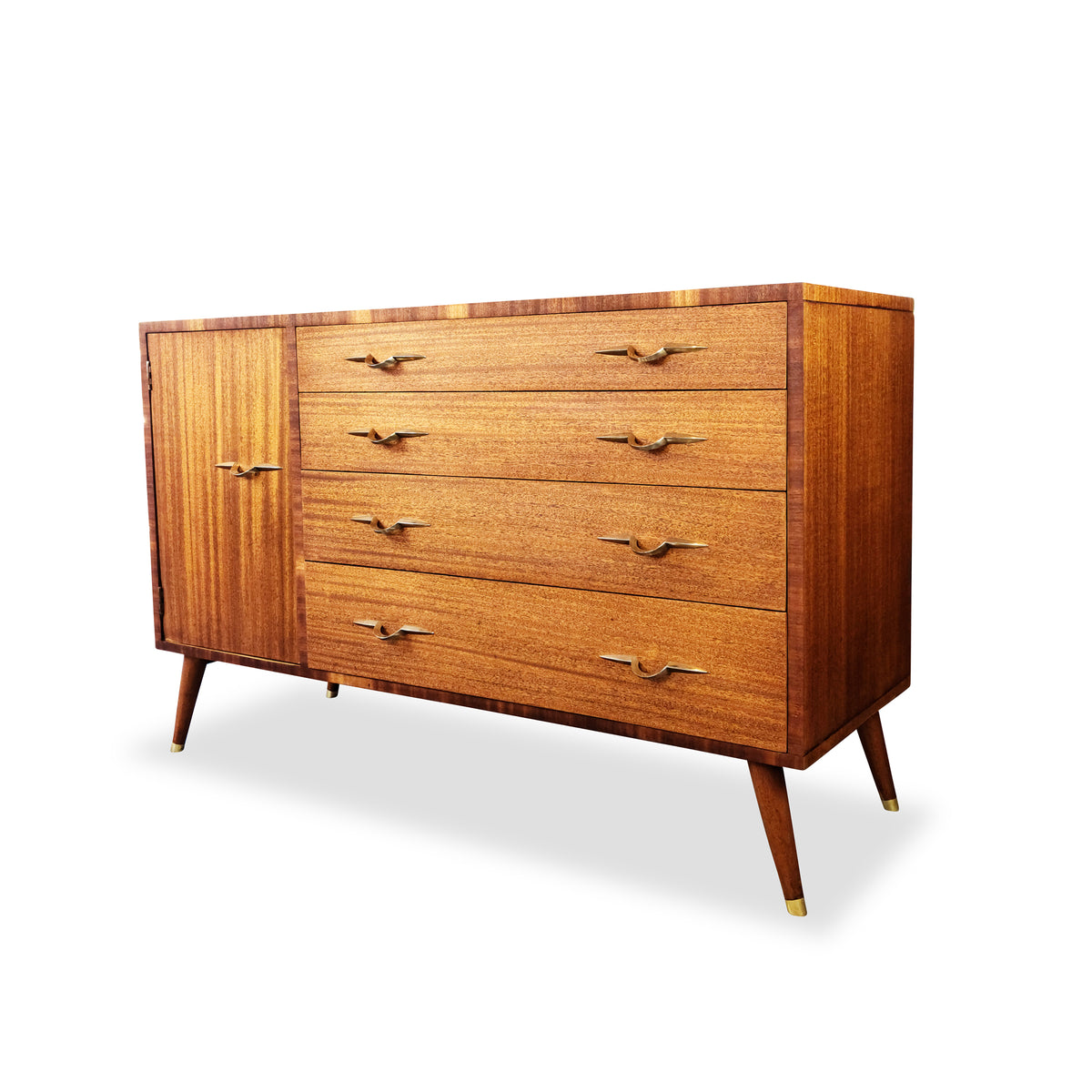 Mid Century Mahogany and Brass Sideboard