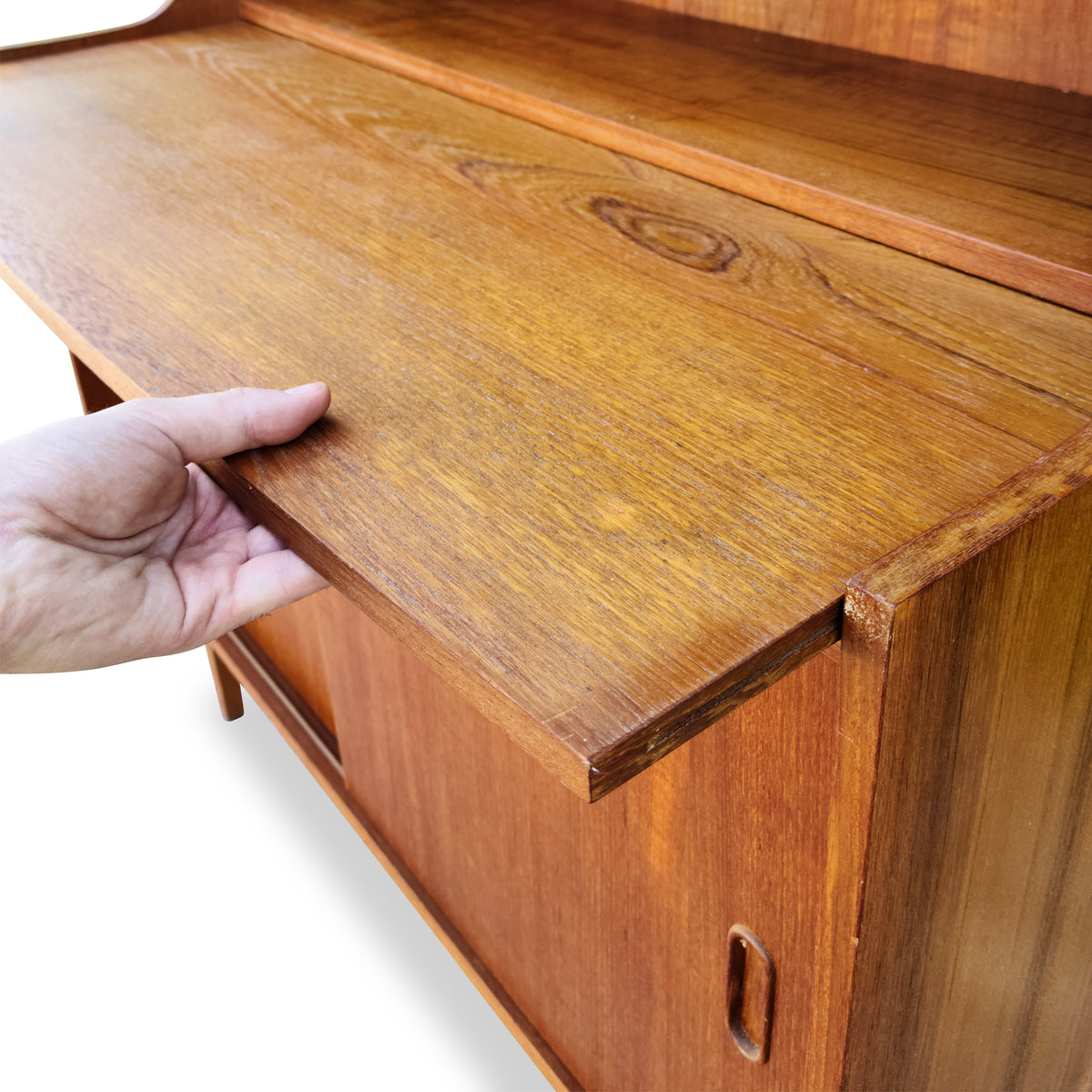Teak Bookcase with Pullout Desk