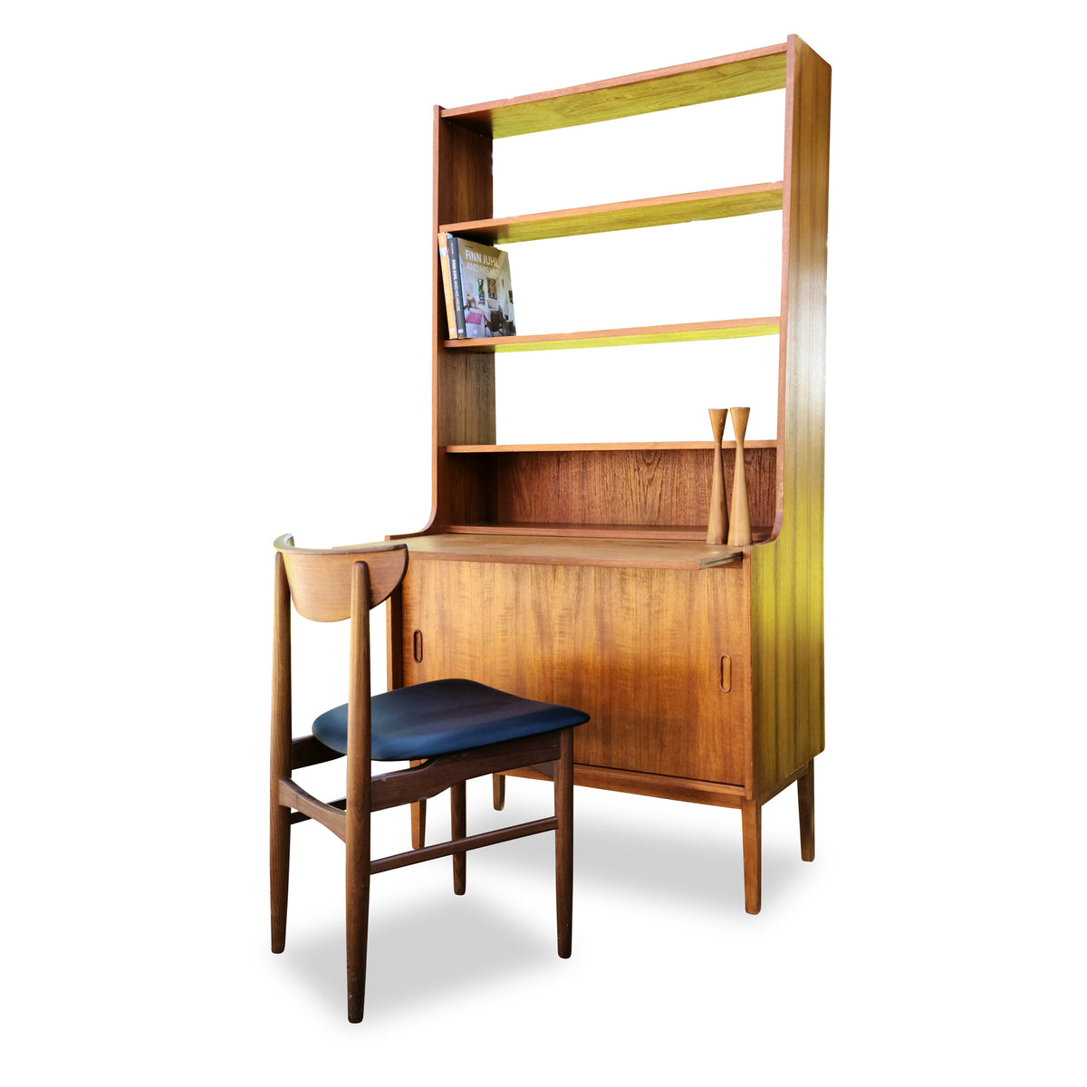 Teak Bookcase with Pullout Desk