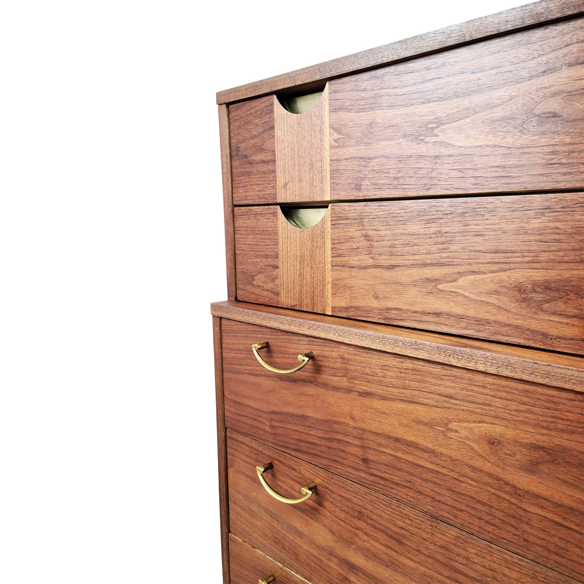 Vintage Walnut and Brass Highboy