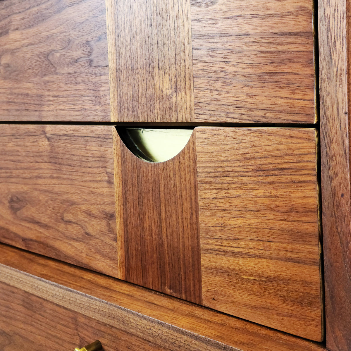 Vintage Walnut and Brass Highboy