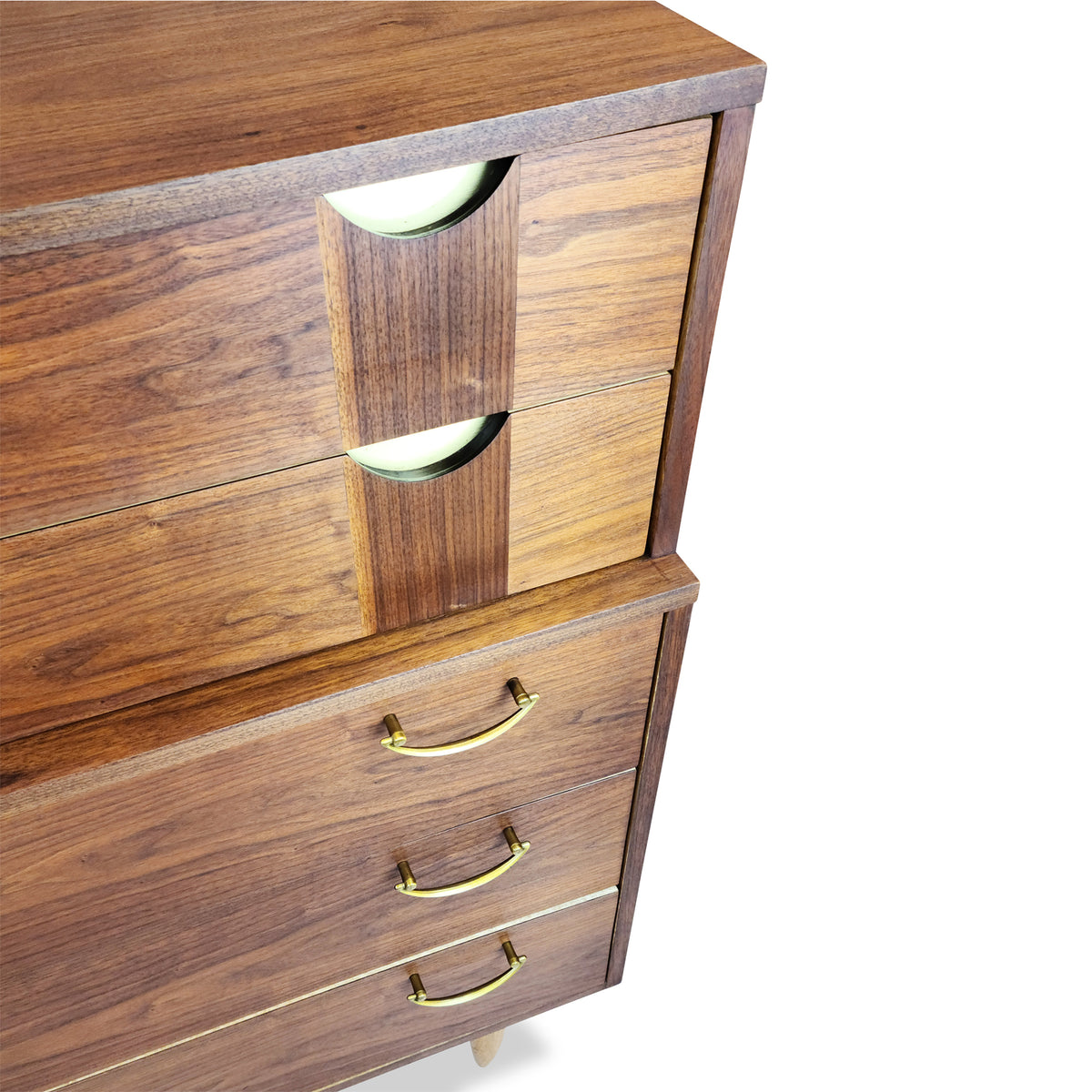 Vintage Walnut and Brass Highboy