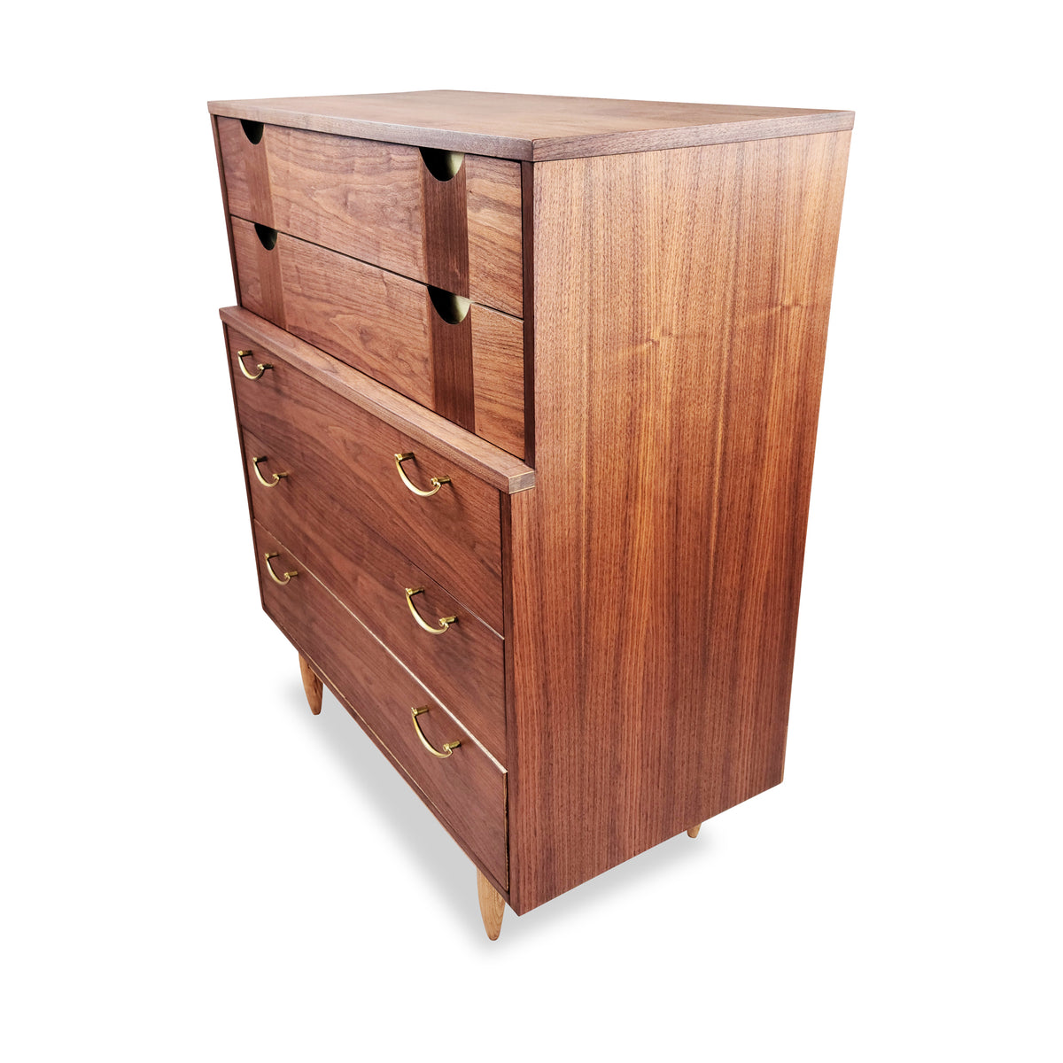 Vintage Walnut and Brass Highboy