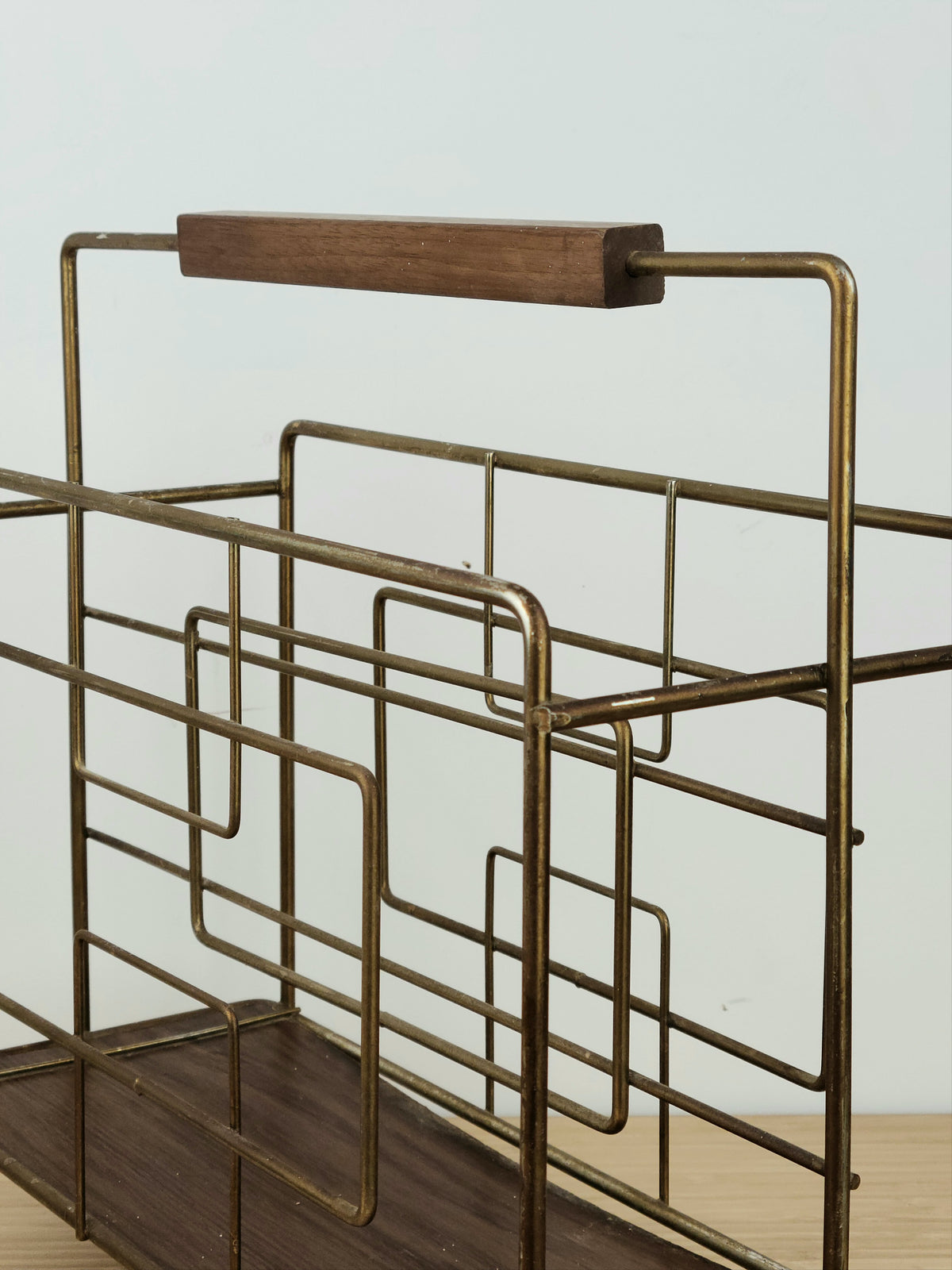 Vintage Brass and Walnut Stand
