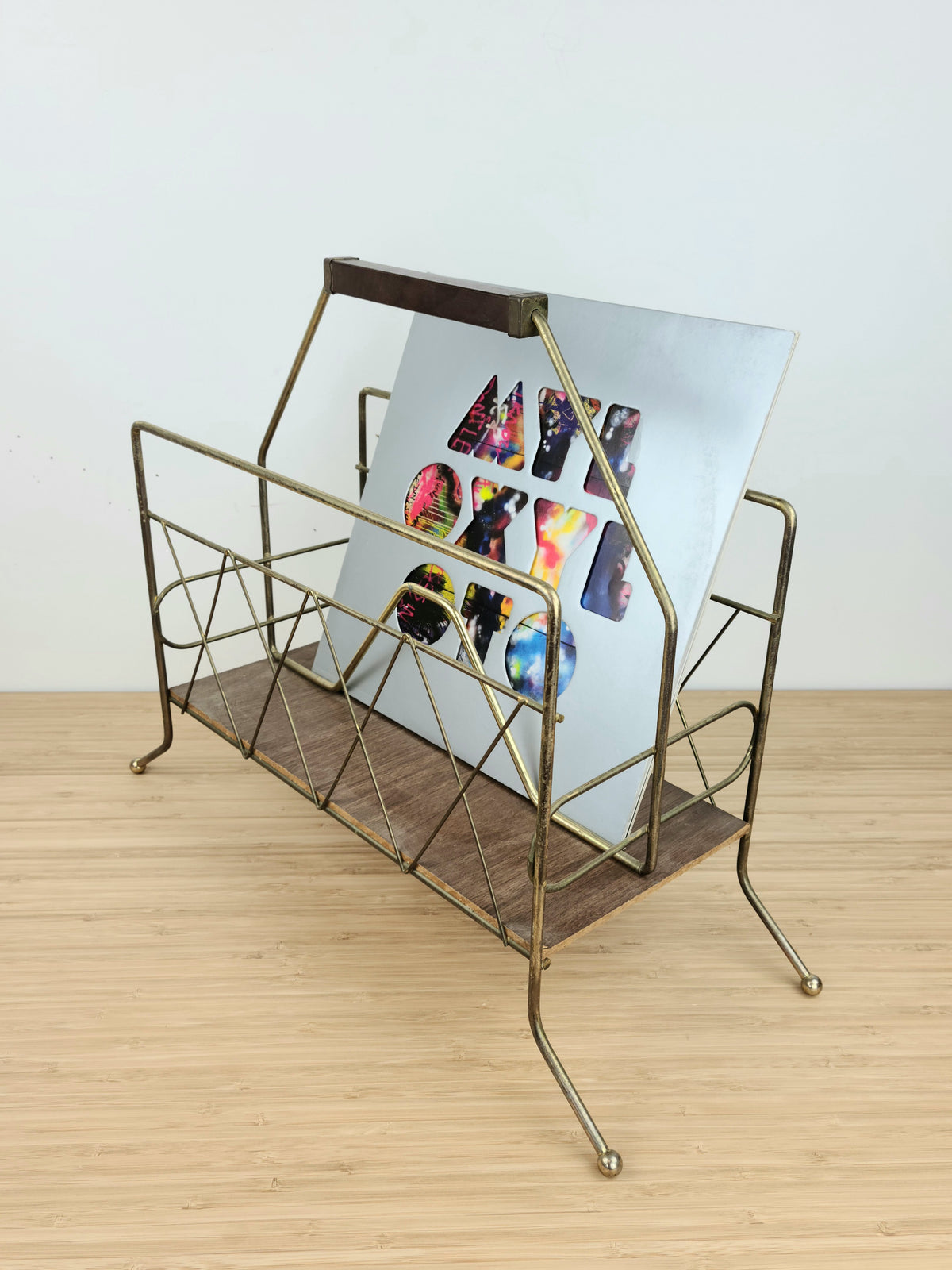 Vintage Walnut and Brass Stand