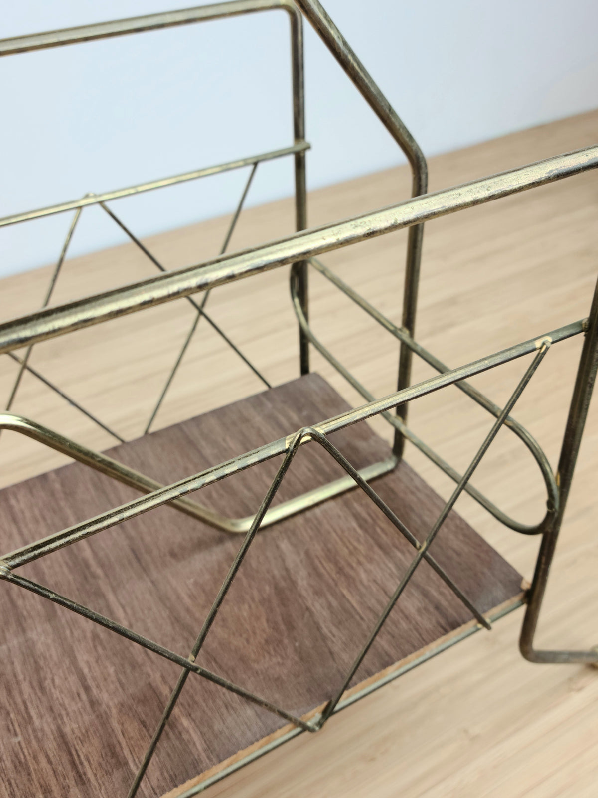 Vintage Walnut and Brass Stand