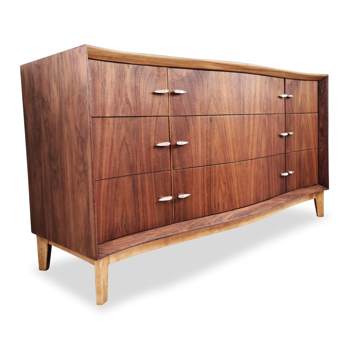 Walnut Nine Drawer Dresser by Malcolm