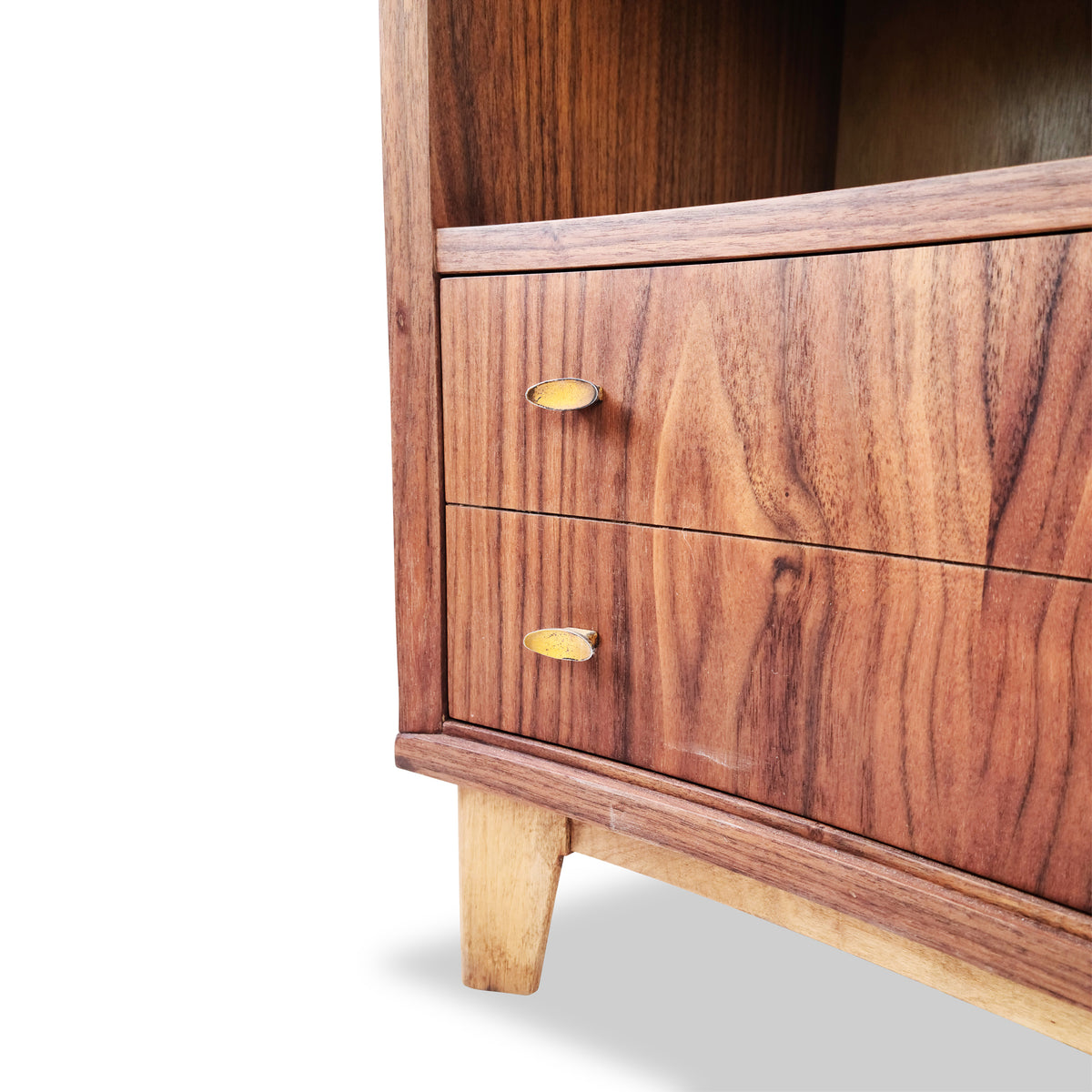 Pair of Walnut and Birch Nightstands