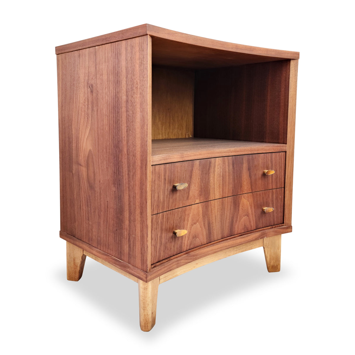 Pair of Walnut and Birch Nightstands