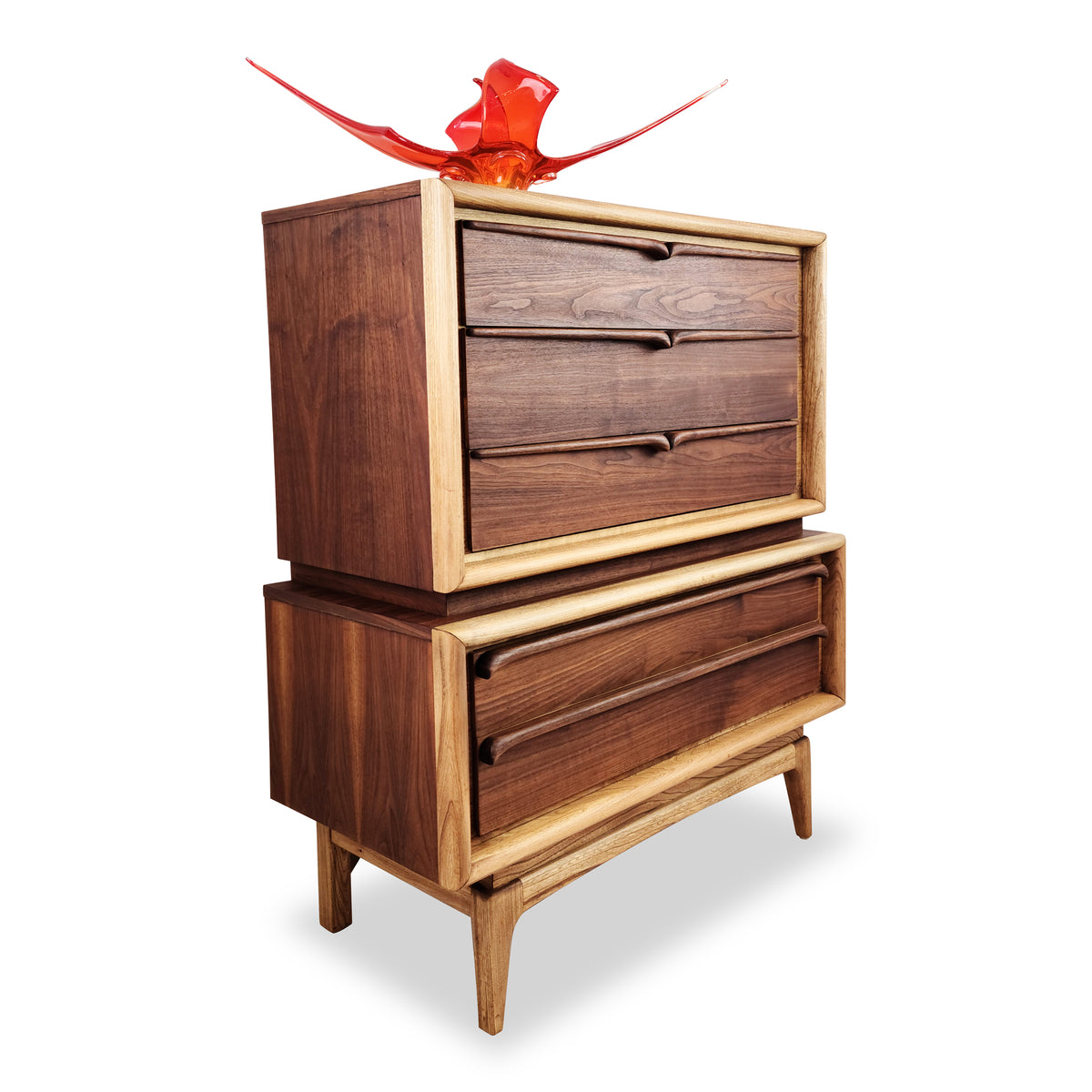 Walnut and Ash Highboy by United Furniture