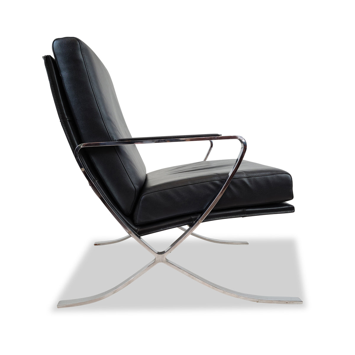 Pair of Vintage Chrome and Leather Lounge Chairs