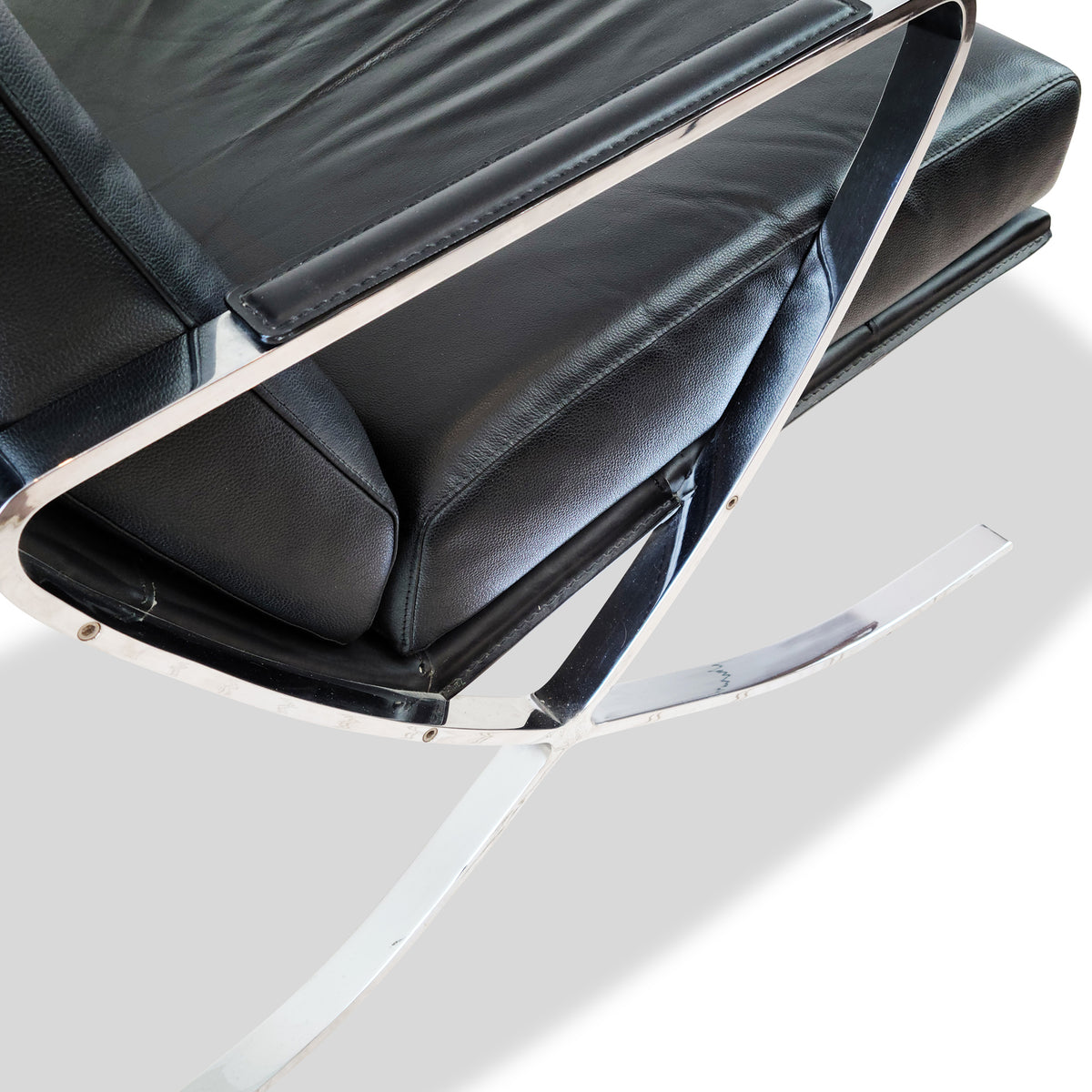 Pair of Vintage Chrome and Leather Lounge Chairs