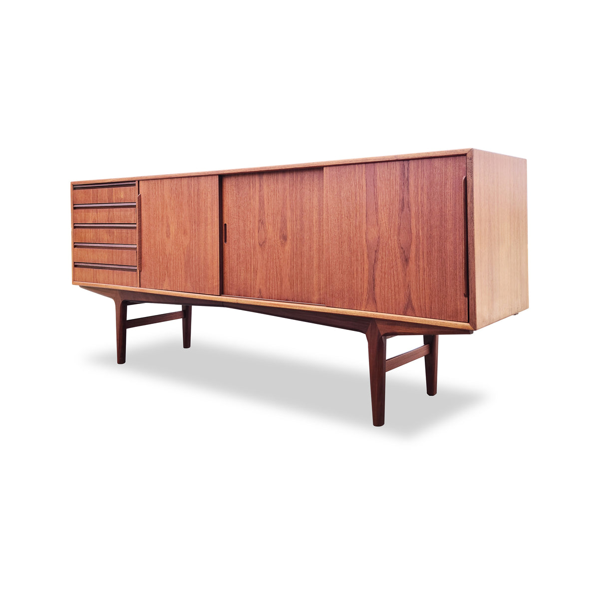 Teak Six Drawer Dresser with Mirror