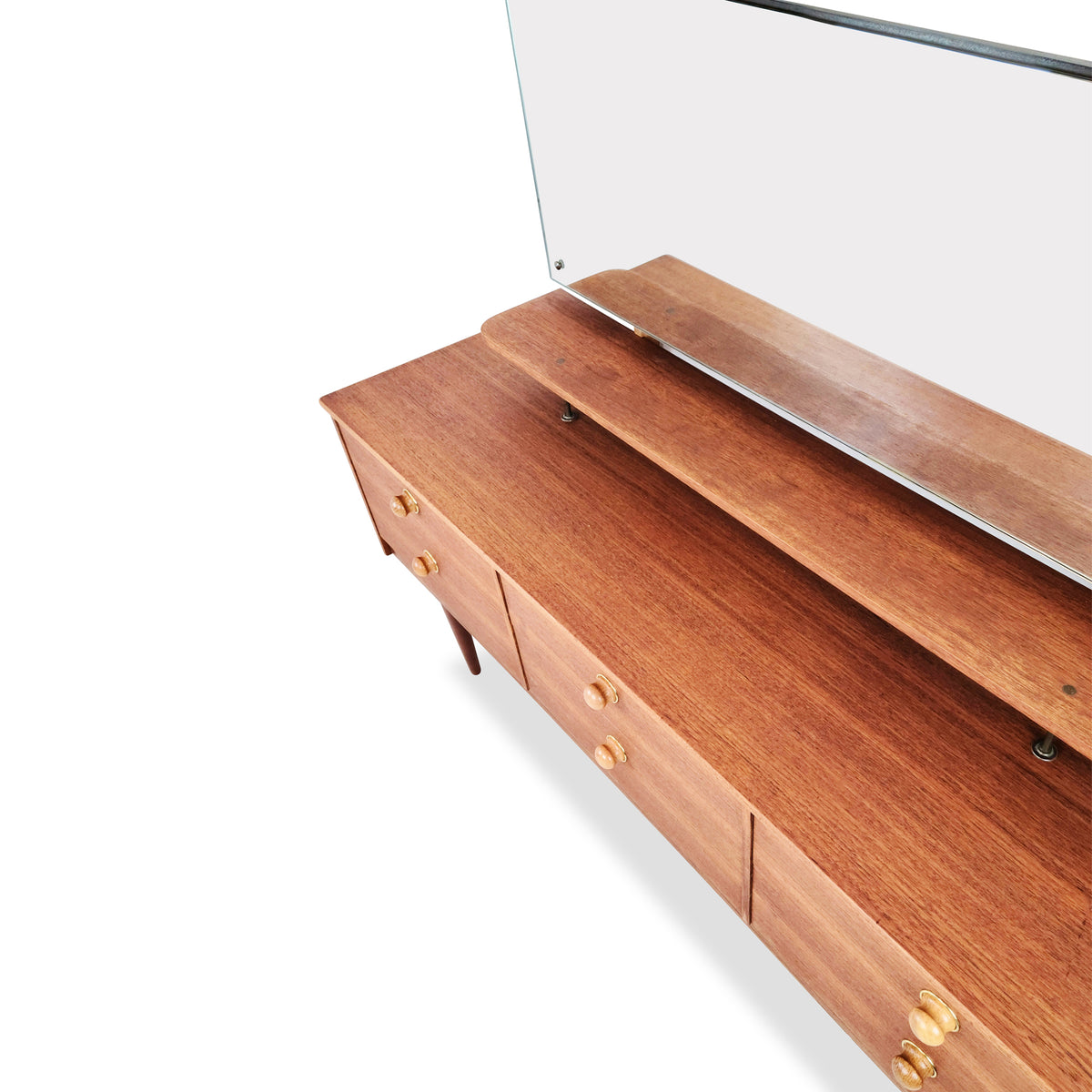 Teak Six Drawer Dresser with Mirror