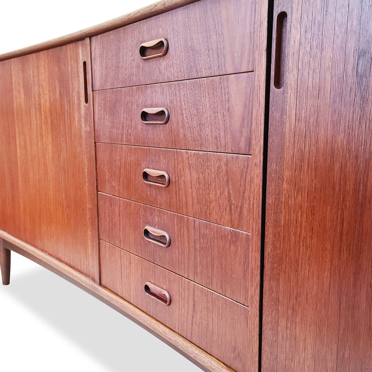 Mid Century XL Teak Tambour Door Sideboard