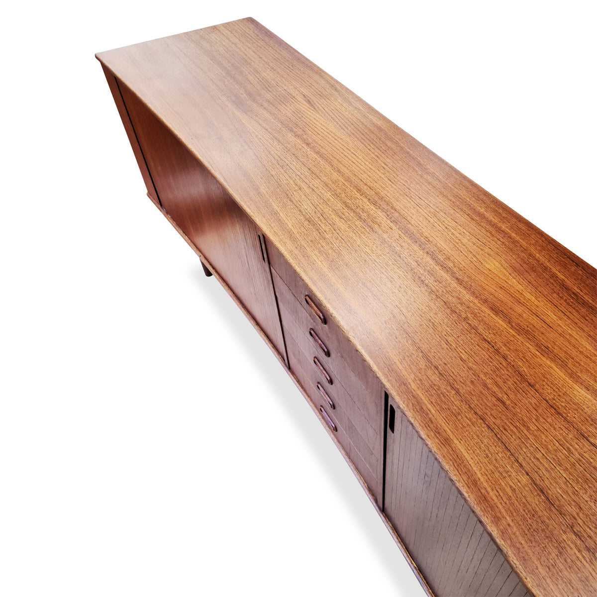 Mid Century XL Teak Tambour Door Sideboard