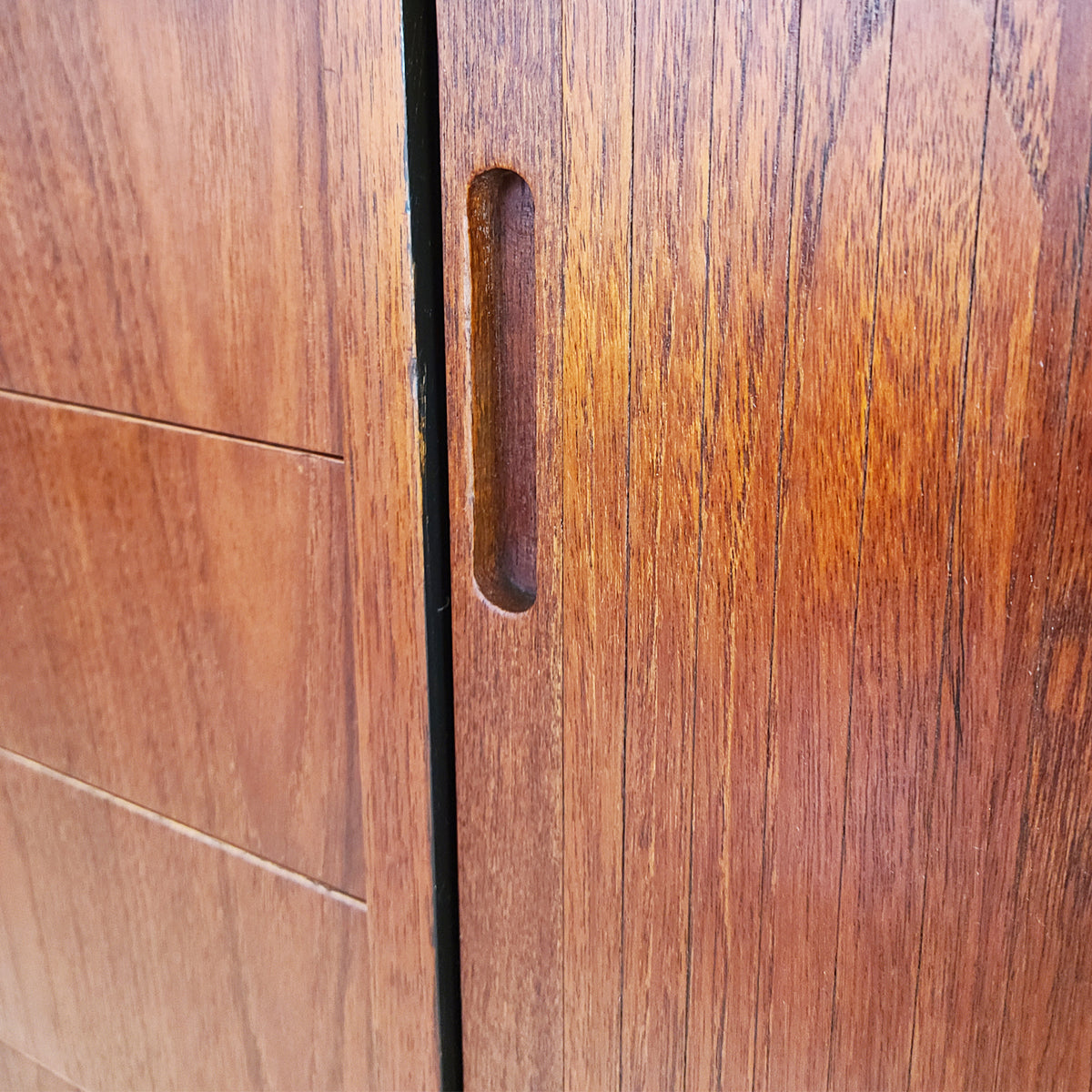 Mid Century XL Teak Tambour Door Sideboard