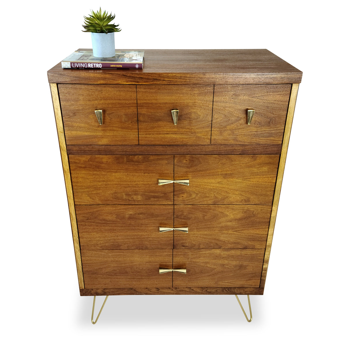 Walnut and Brass Highboy