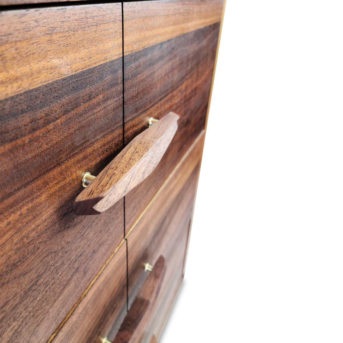 Walnut and Brass Six Drawer Dresser