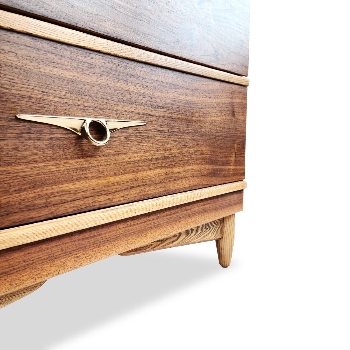 Walnut and Brass Highboy Dresser