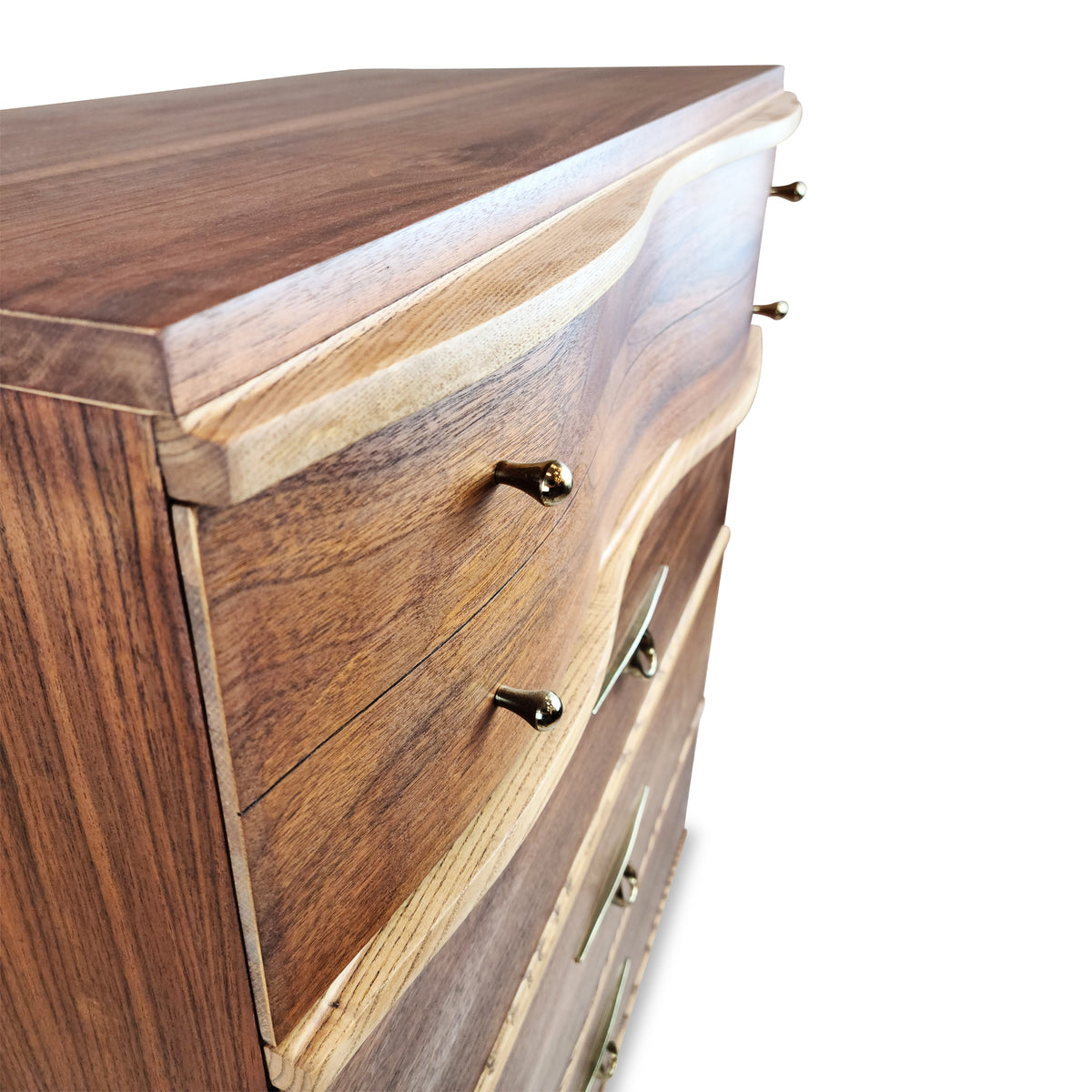 Walnut and Brass Highboy Dresser