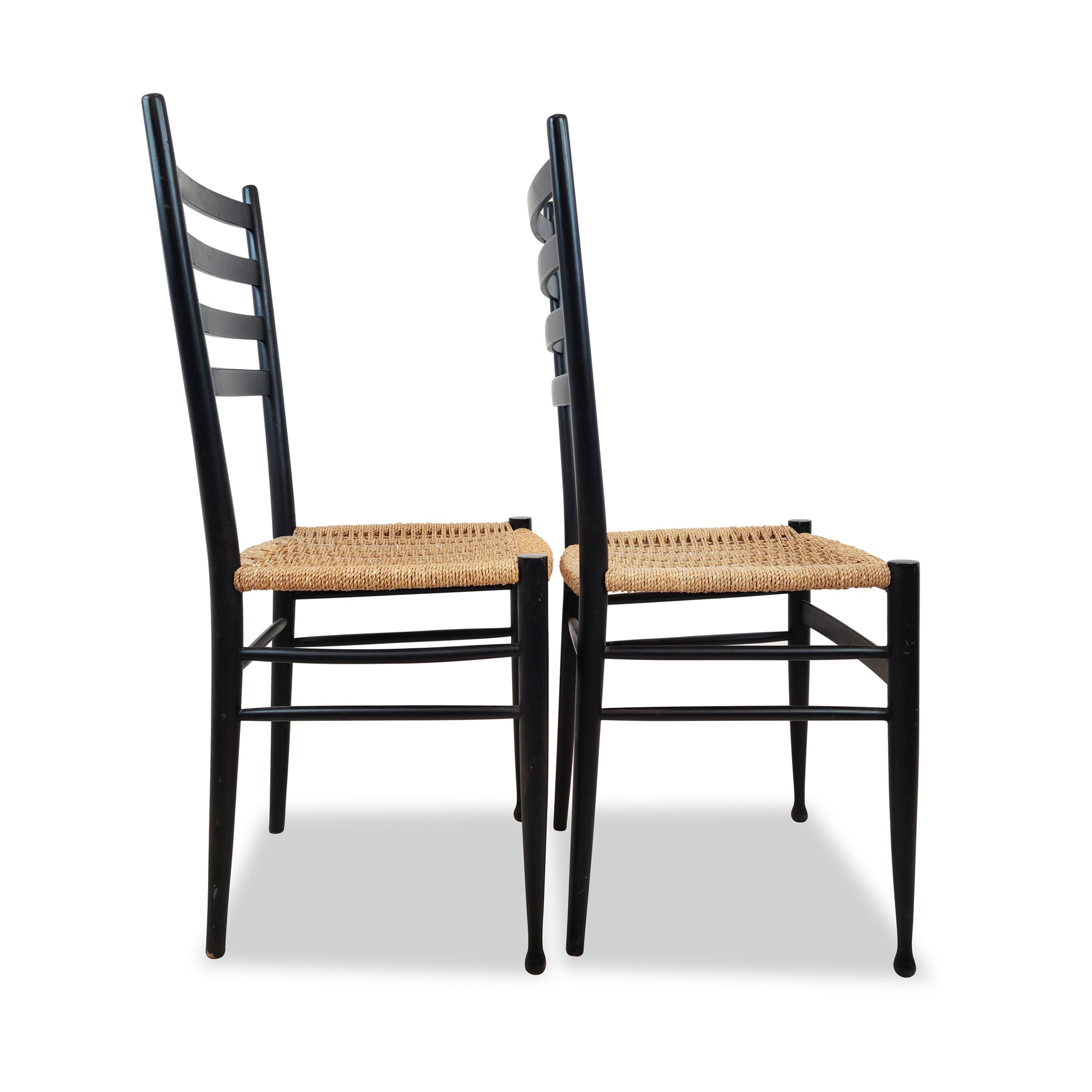Black Lacquered Gio Ponti Style Dining ChairsBlack Lacquered Gio Ponti Style Dining Chairs